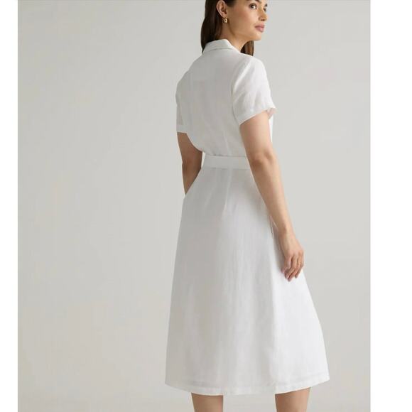 NWOT Quince European Linen Button Front Dress Bohemian White Small 4054-82 - Picture 2 of 12